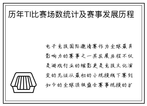 历年TI比赛场数统计及赛事发展历程